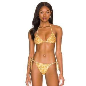 Faithfull The Brand Tie Pyrgi Bikini Top and Bottom in Cefalu Yellow, Size Small